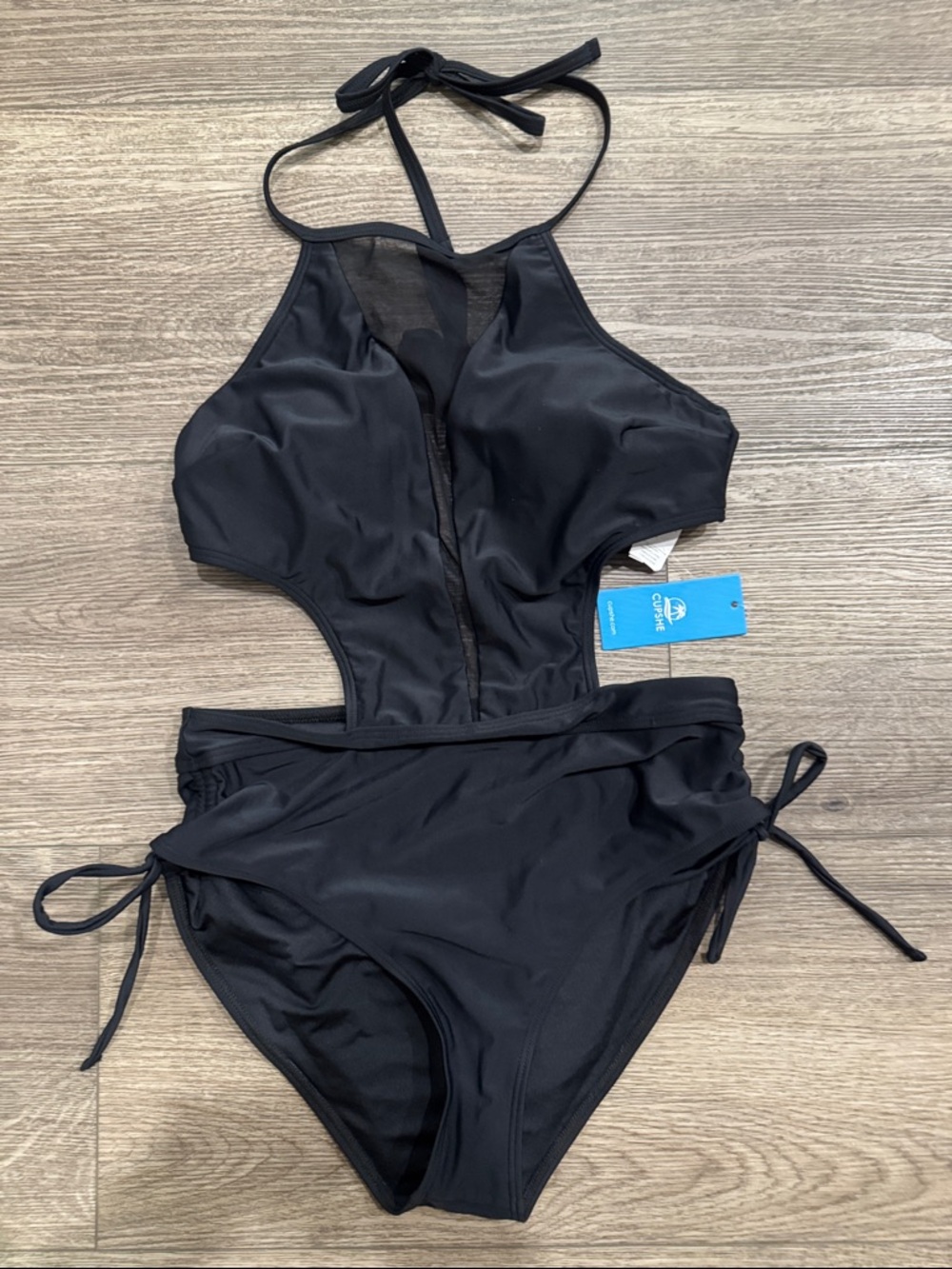 Cupshe Black Cutout Halter One-Piece Swimsuit